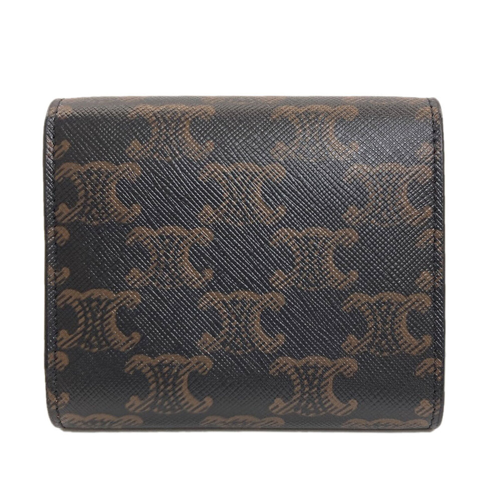 Celine coin Wallet Triomphe Flap Tri Bi purse fold fold Black
